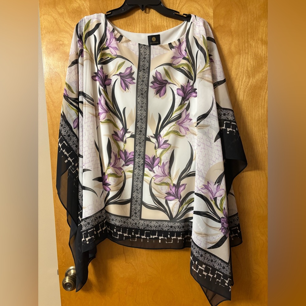 JM Collection Purple Floral Blouse